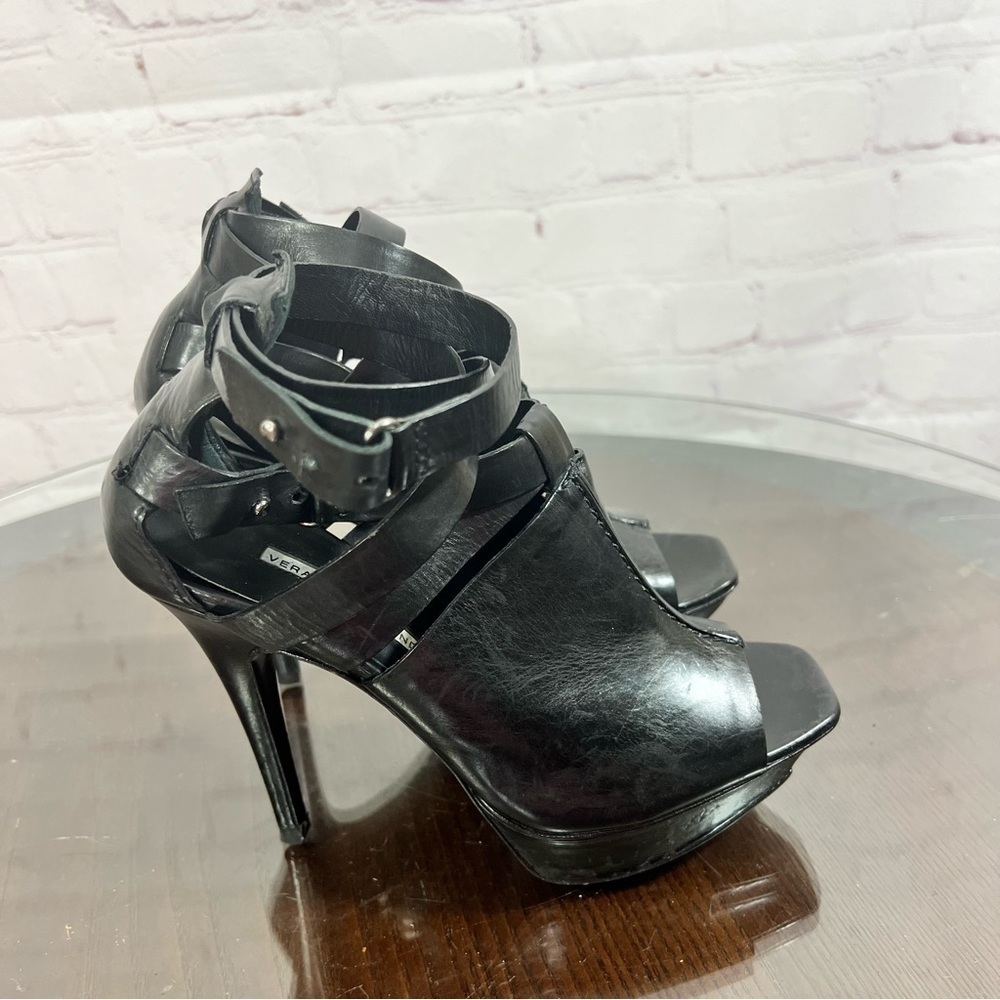 VERA WANG Lavender Hot & Sexy Cris Cross Strappy Leather Platform Sandal 6.5 EUC - Picture 12 of 16